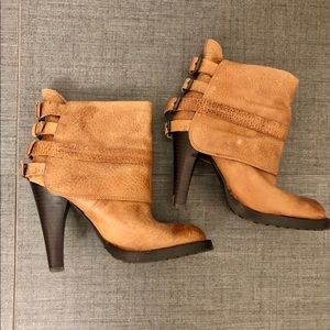 Brown leather, winter Booties